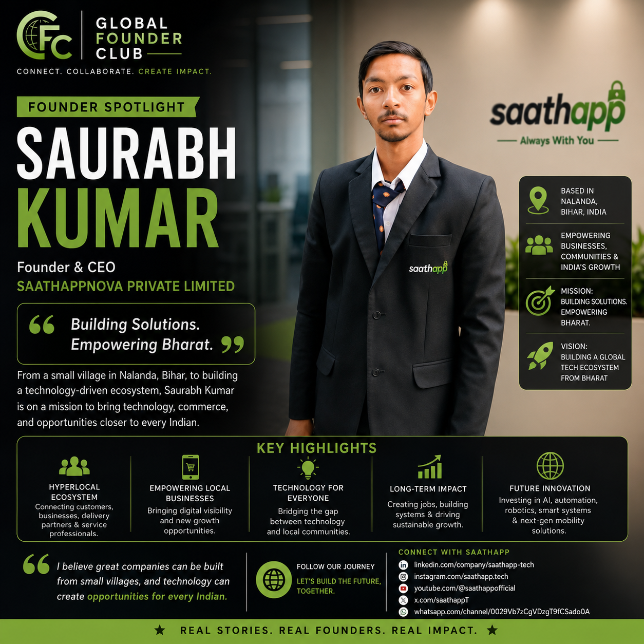 Saurabh Kumar: "Great companies can be built from small villages"